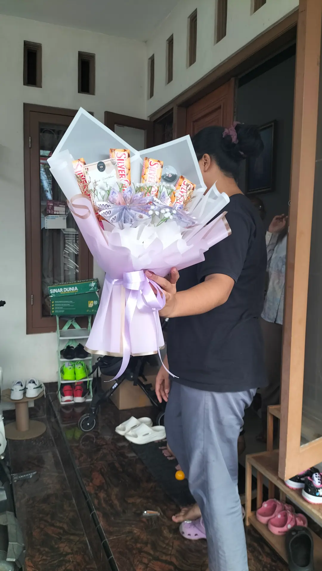 buket uang coklat silverqueen wrapping unggu

