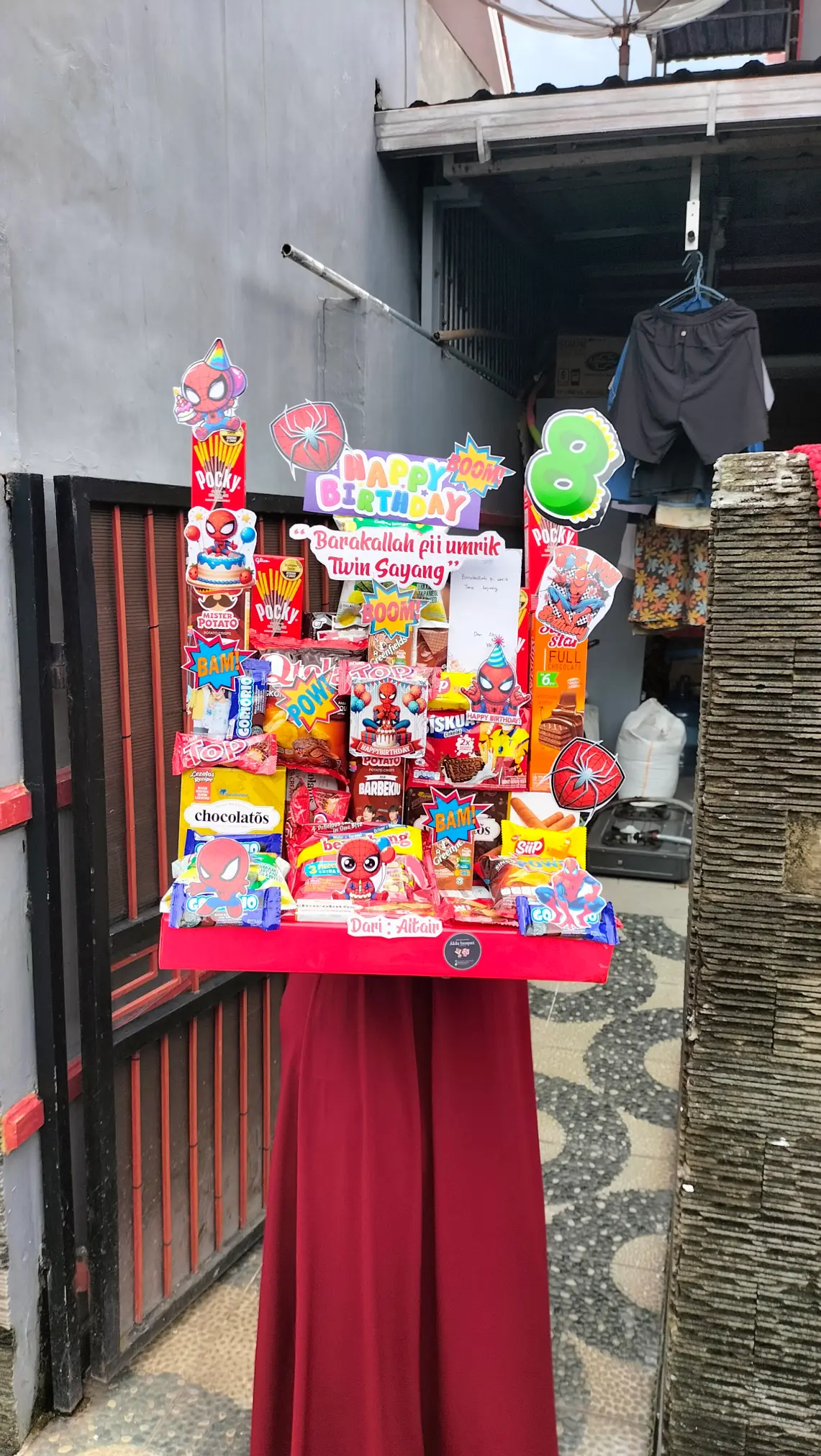 penerima snack tower tema spiderman