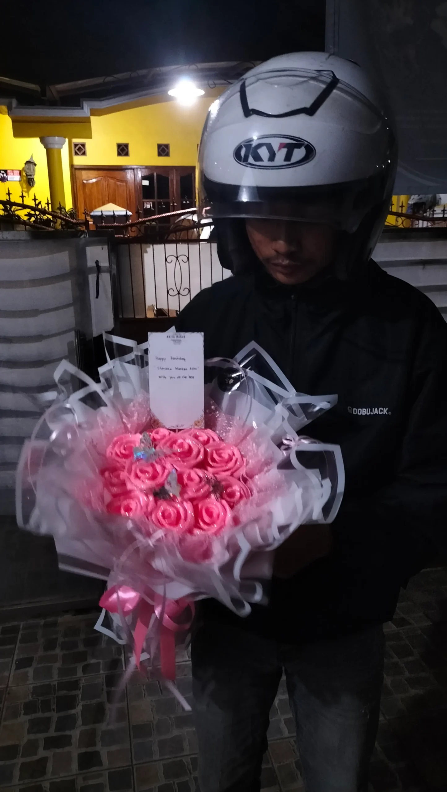 round buket mawar pink design terbaru
