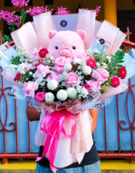 Buket Bunga Mawar Pink Segar Purwokerto