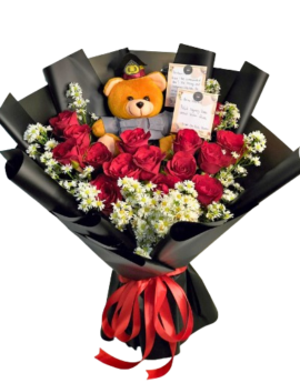 Buket Bunga Mawar Merah Segar Purwokerto