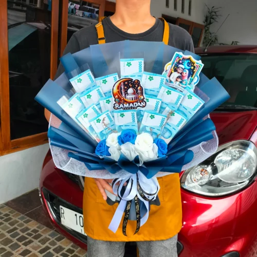 Buket Uang Lebaran-Biru Purwokerto