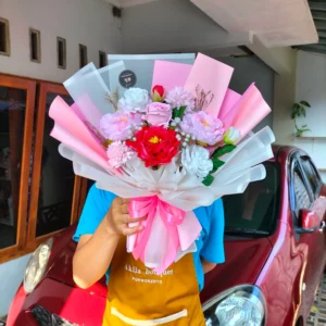 Buket Bunga Mawar Pink Super Cantik Eden Rose Purwokerto