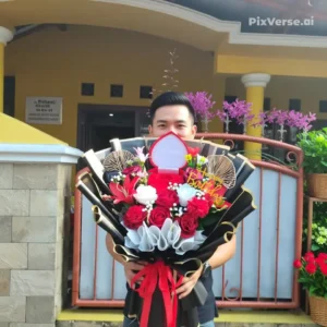 Buket Kotak Cincin dihiasi Mawar Merah Premium Artistic Beauty Purwokerto