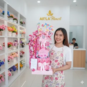 Jual Snack Tower Tema Pink Piglet Akila Florist Piglet Bday Purwokerto