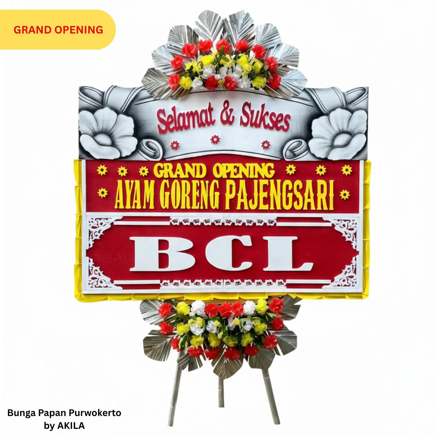 Bunga Papan Grand Opening Infinite Wealth Purwokerto 2 Jambul Merah Putih Untuk Pembukaan Toko Baru