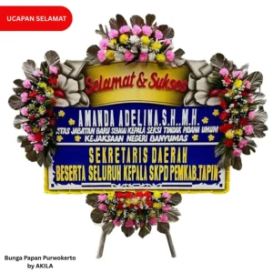 Bunga papan ucapan selamat atas pelantikan Purwokerto noble mandate biru kuning 4 jambul gratis ongkir area Purwokerto