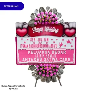 Bunga Papan Pernikahan Pink 2 Jambul Prestige Union love desain bisa kirim ke lokasi resepsi purwokerto