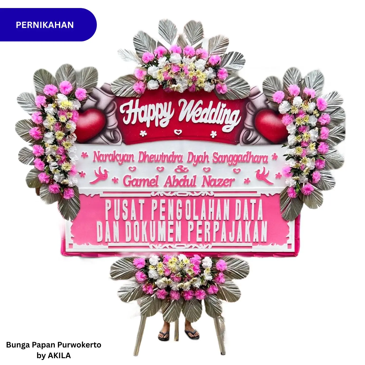 Bunga Papan Pernikahan Radiant Future 4 Jambul Warna Pink 2 Free Ongkir kirim ke hotel Purwokerto