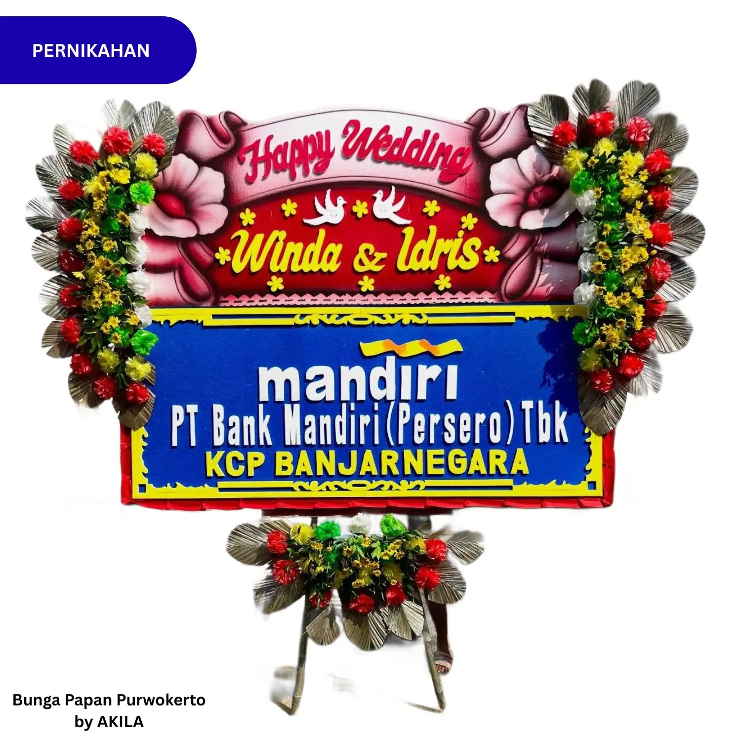 Pesan Bunga Papan Pernikahan True Devotion 3 Jambul  Merah Biru kirim ke tempat resepsi purwokerto