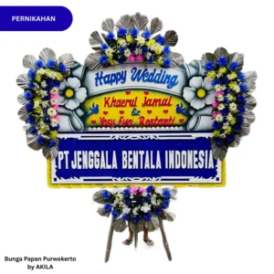 Pesan Bunga Papan Pernikahan Velvet Romance 4 Jambul Biru bisa kirim ke hotel dan gedung acara resepsi pernikahan di Purwokerto