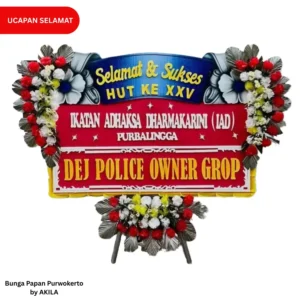 Bunga papan ucapan selamat hari jadi majestic journey 3 jambul merah biru free ongkir Purwokerto