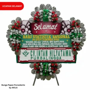 Bunga papan ucapan selamat HUT hari statistik nasional 4 jambul hijau merah free ongkir area Purwokerto