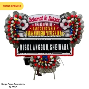 Jual bunga papan Premier Celebration merah putih 3 jambul, kirim ke Purwokerto sebagai bentuk apresiasi rekan bisnis