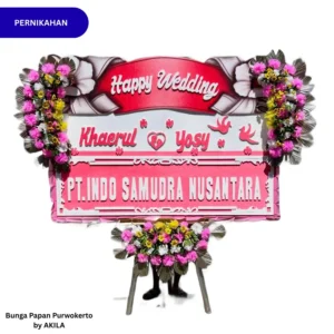 Bunga Papan Pernikahan Everlasting Vow 3 Jambul Warna Pink kirim acara pernikahan rumah purwokerto