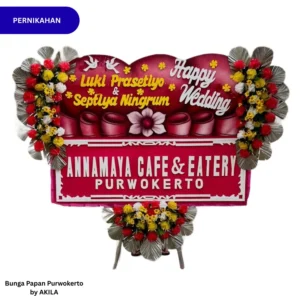 Bunga papan pernikahan Golden Couple 3 Jambul Merah bisa kirim ke Aston Imperium Hotel Purwokerto
