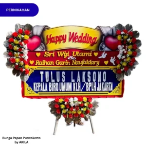 Jual Bunga Papan Pernikahan Grand Celebration Love Desain 3 Jambul Merah Kuning Bebas Ongkir kirim ke Hotel Aston Purwokerto