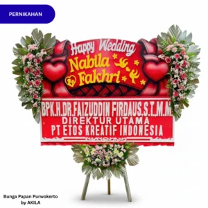 Kirim Bunga Papan Pernikahan Soulmate Spirit Merah bunga segar ke acara wedding di Gedung area Purwokerto