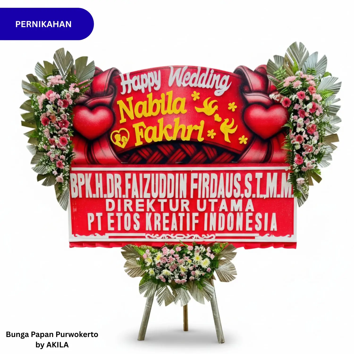 Kirim Bunga Papan Pernikahan Soulmate Spirit Merah bunga segar ke acara wedding di Gedung area Purwokerto