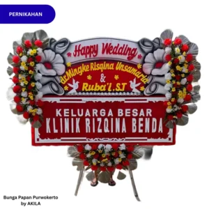 Pesan Bunga Papan Pernikahan True Devotion Merah 3 Jambul untuk acara pernikahan rumah purwokerto